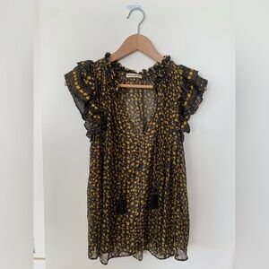 Ulla Johnson Doria top - semi-sheer ditzy print - Size 8